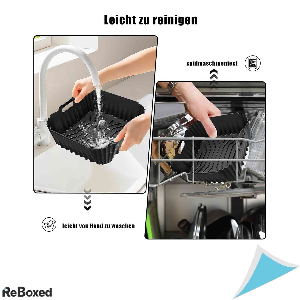 Forma de Silicon pentru Friteuza cu Aer Cald Air Fryer Compatibil Ninja AF180EU 6.2L si AF110EU 4.7L cu Compartimentare si Manusi Silicon