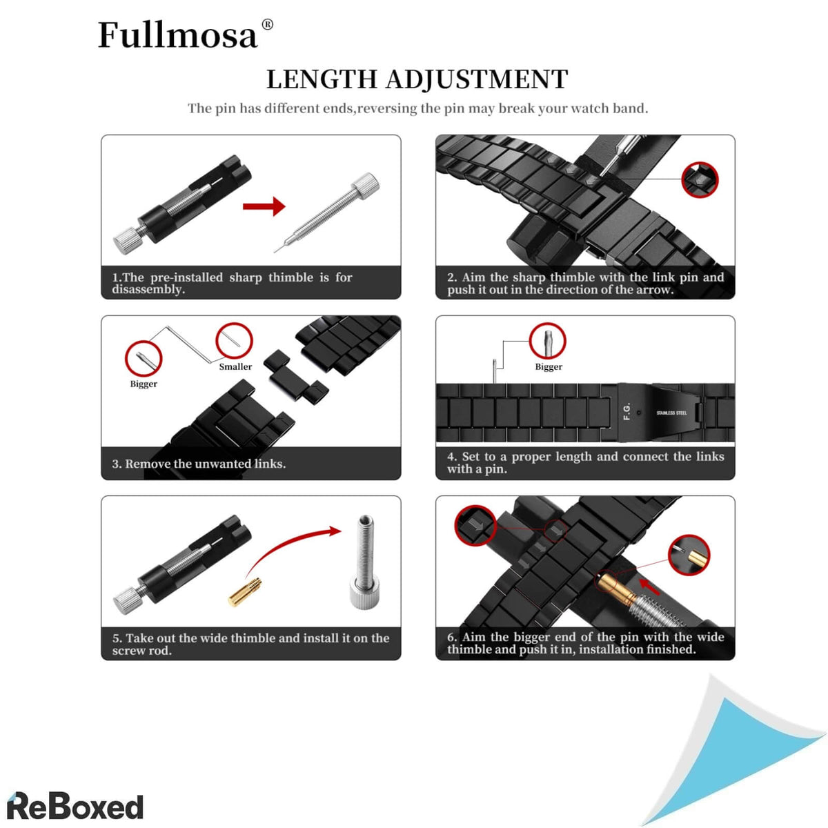 Fullmosa Curea pentru Ceas din Otel Inoxidabil 24mm