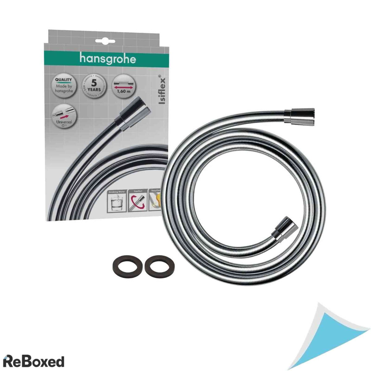 Furtun de dus hansgrohe Isiflex, 1.60 m, racord G 1/2, Crom