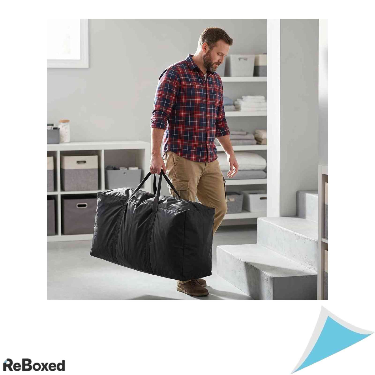 Geanta de Depozitare Donken pentru Perne de Gradina si Mobilier 173x76x51 cm Material Oxford 210D Impermeabil cu Fermoar si Manere Negru