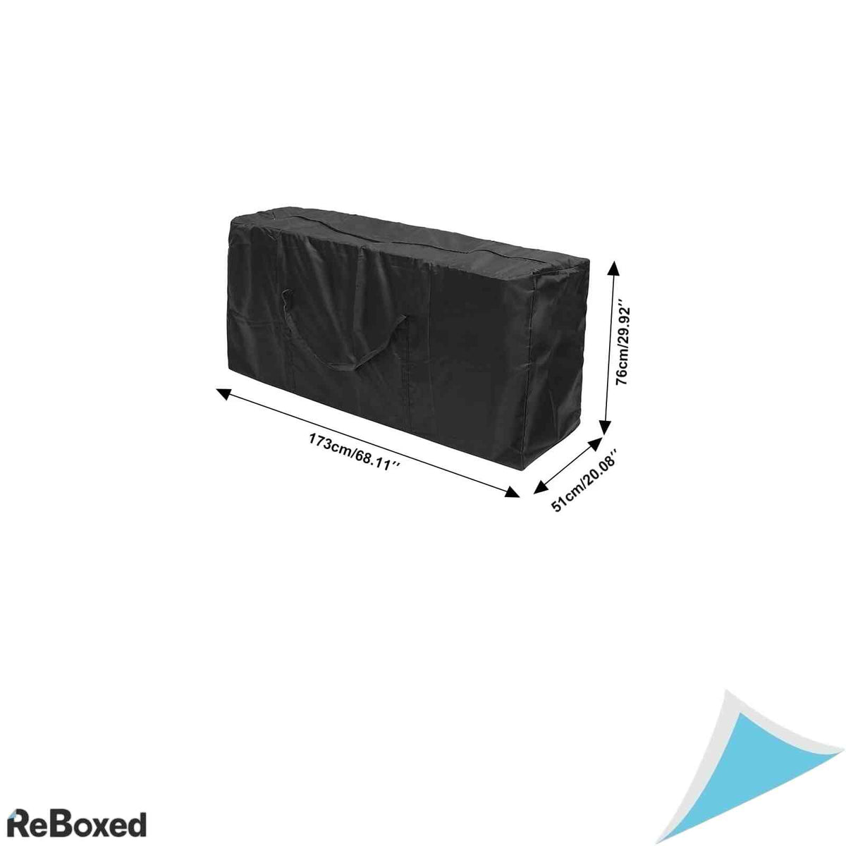 Geanta de Depozitare Donken pentru Perne de Gradina si Mobilier 173x76x51 cm Material Oxford 210D Impermeabil cu Fermoar si Manere Negru