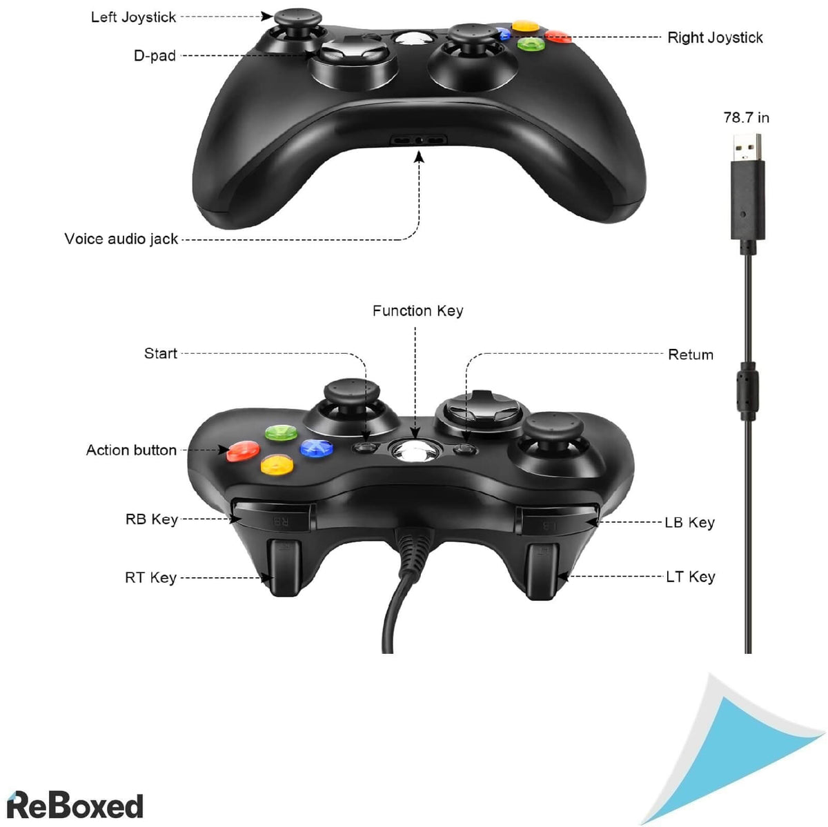 Gezimetie Controller cu fir Xbox 360 PC Negru