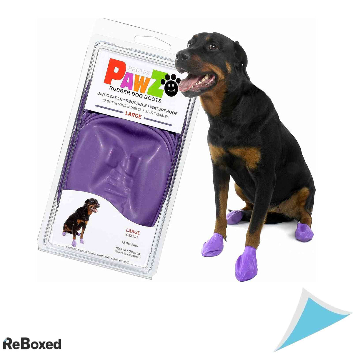 Ghete protectie caini din cauciuc PAWZ Purple marimea L 12 bucati impermeabile