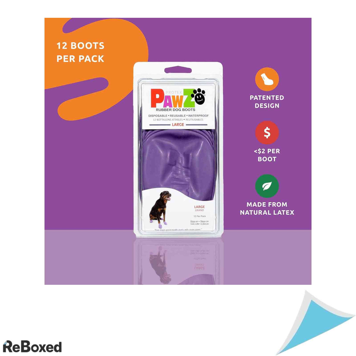 Ghete protectie caini din cauciuc PAWZ Purple marimea L 12 bucati impermeabile