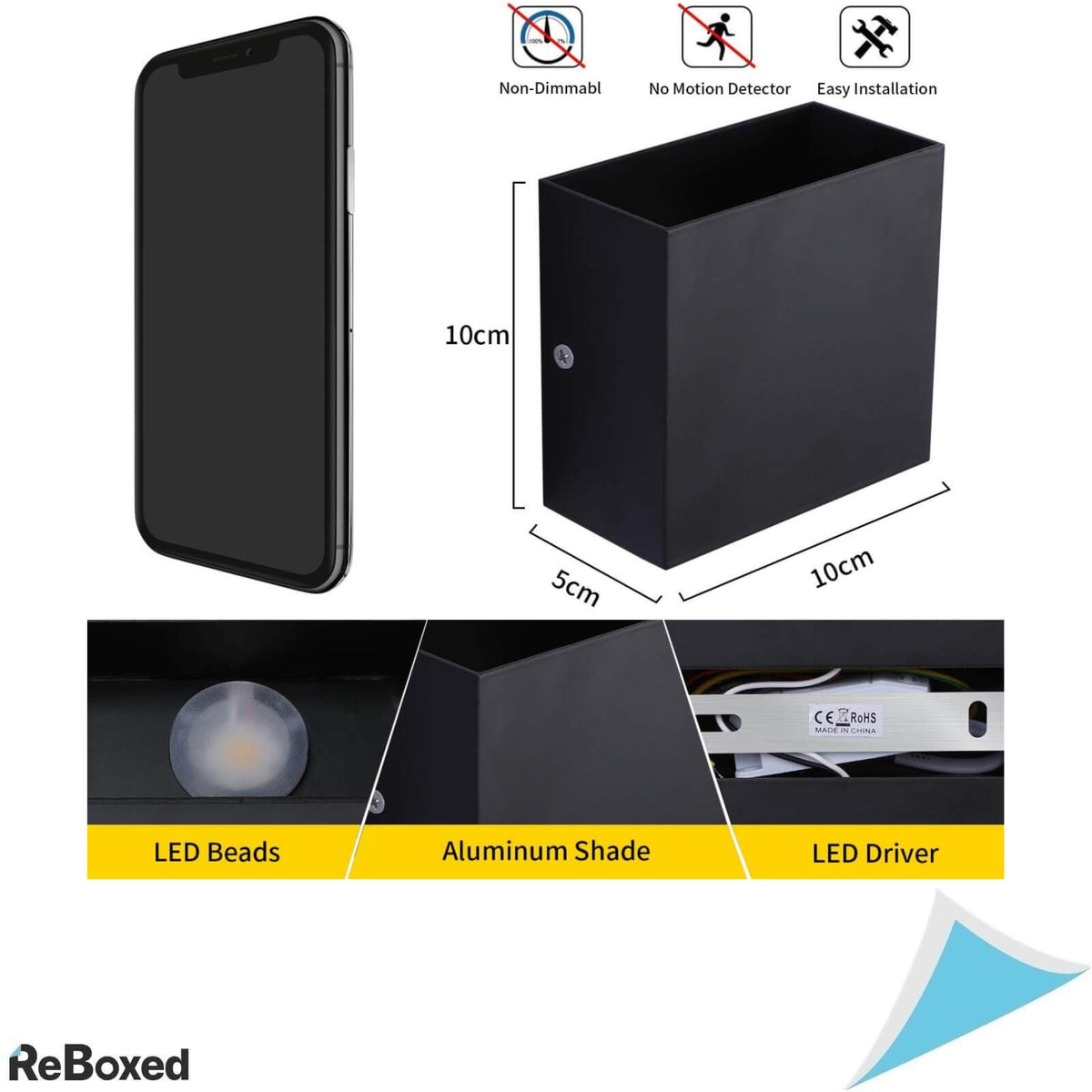 Glighone Set 2 Lampi LED 6W Negru 600lm E27