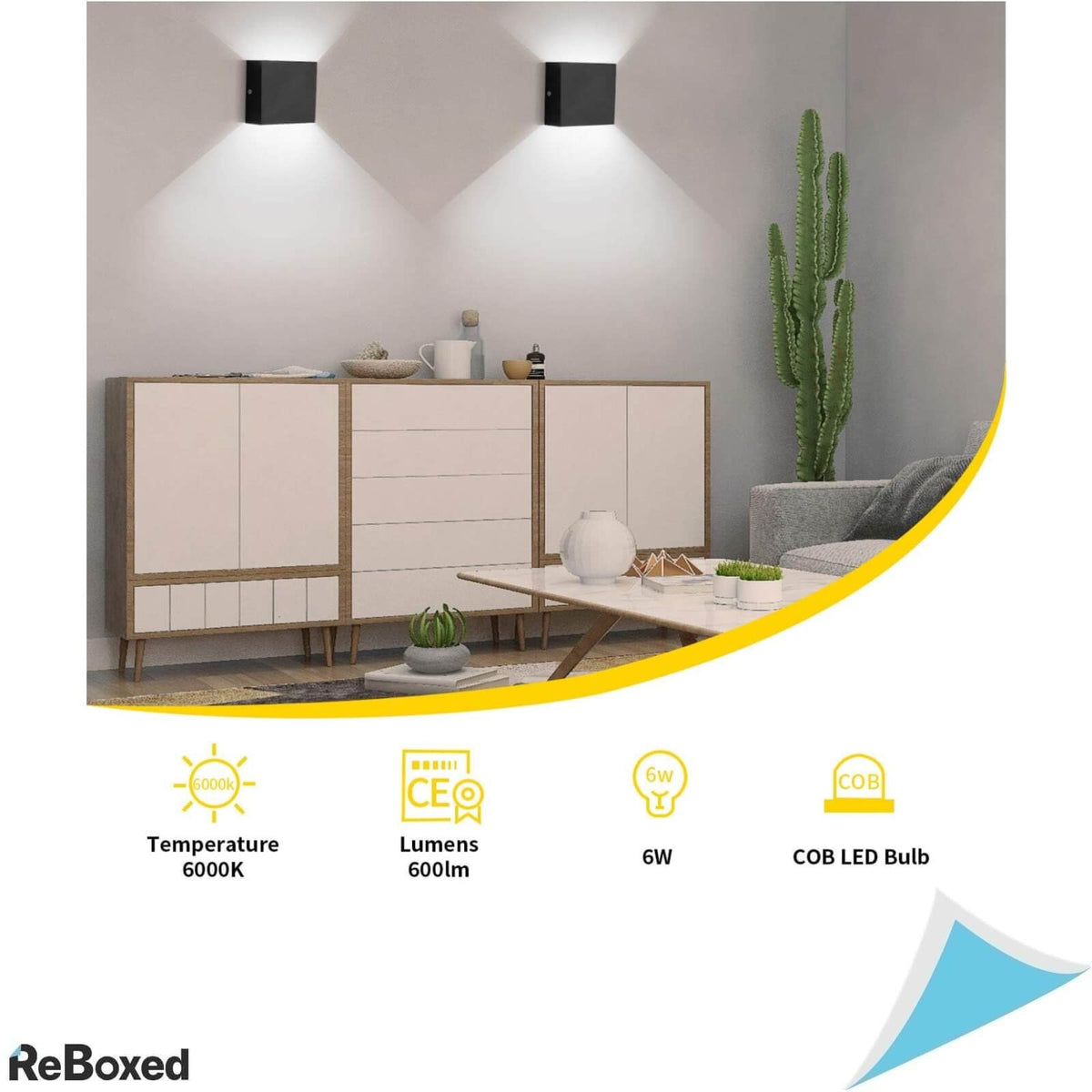 Glighone Set 2 Lampi LED 6W Negru 600lm E27