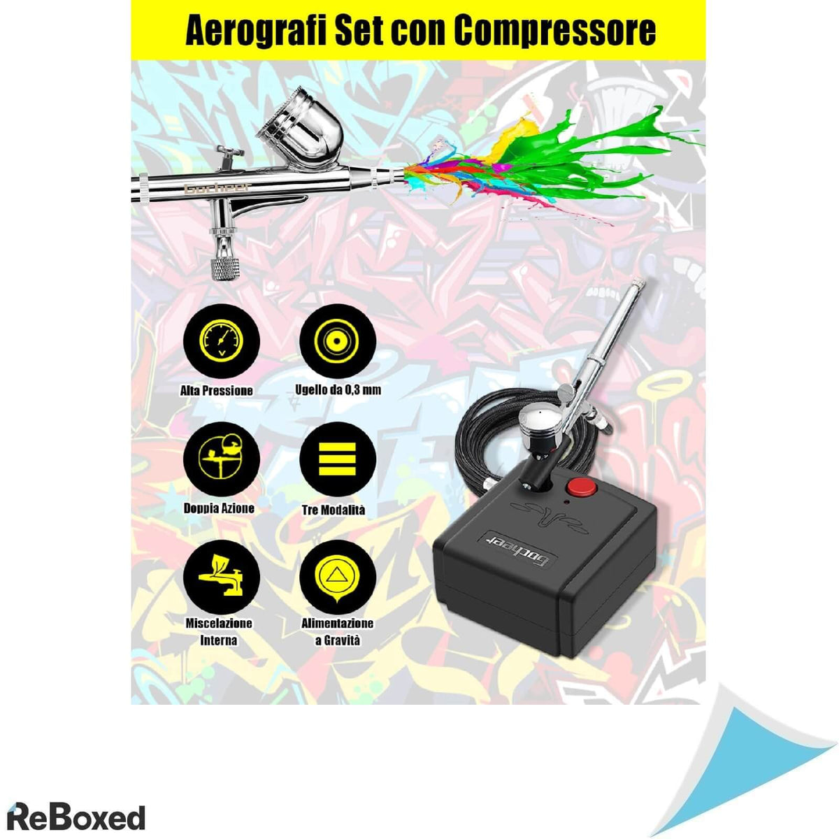 Gocheer Kit Mini Compresor Aerograf 0.3 mm Airbrush