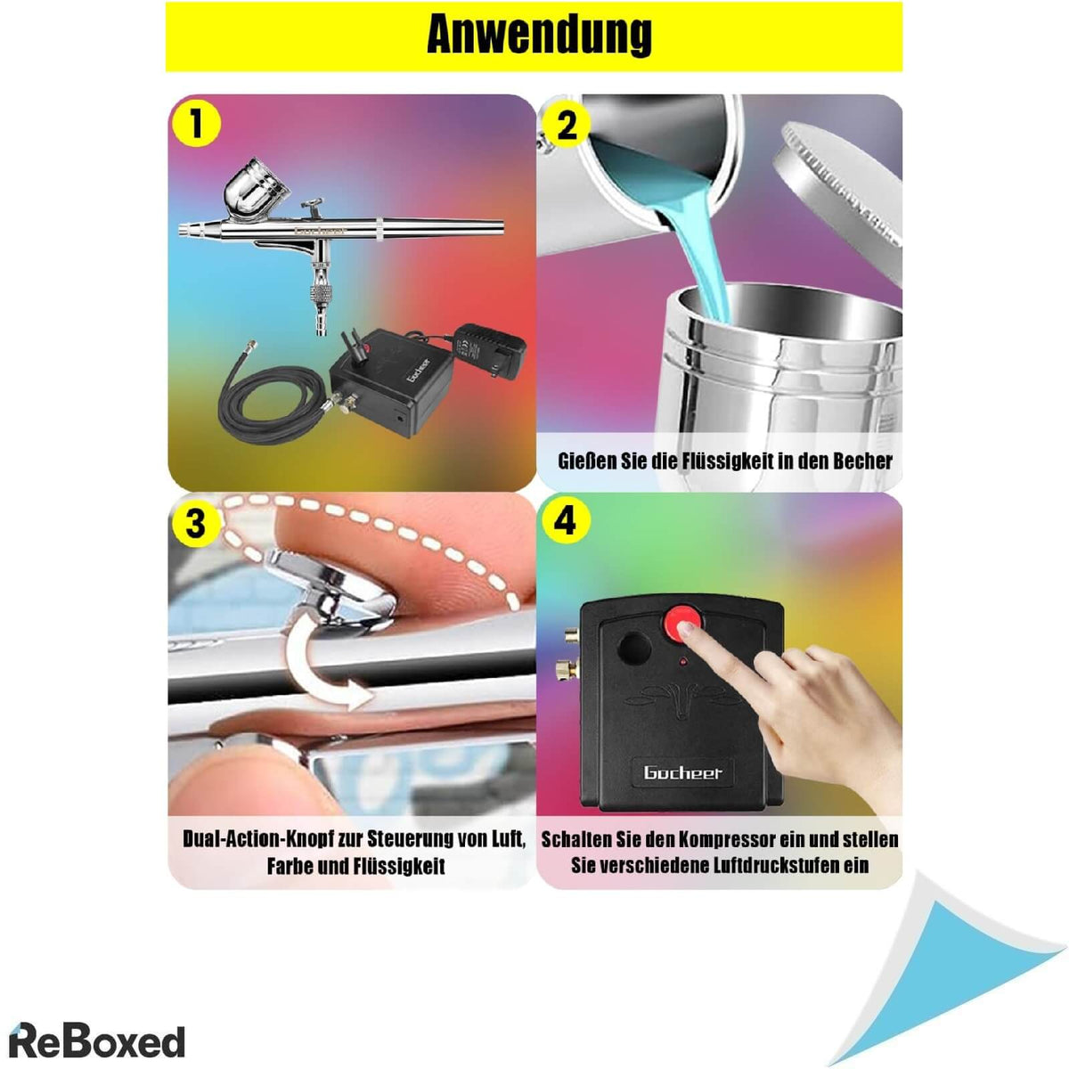 Gocheer Kit Mini Compresor Aerograf 0.3 mm Airbrush