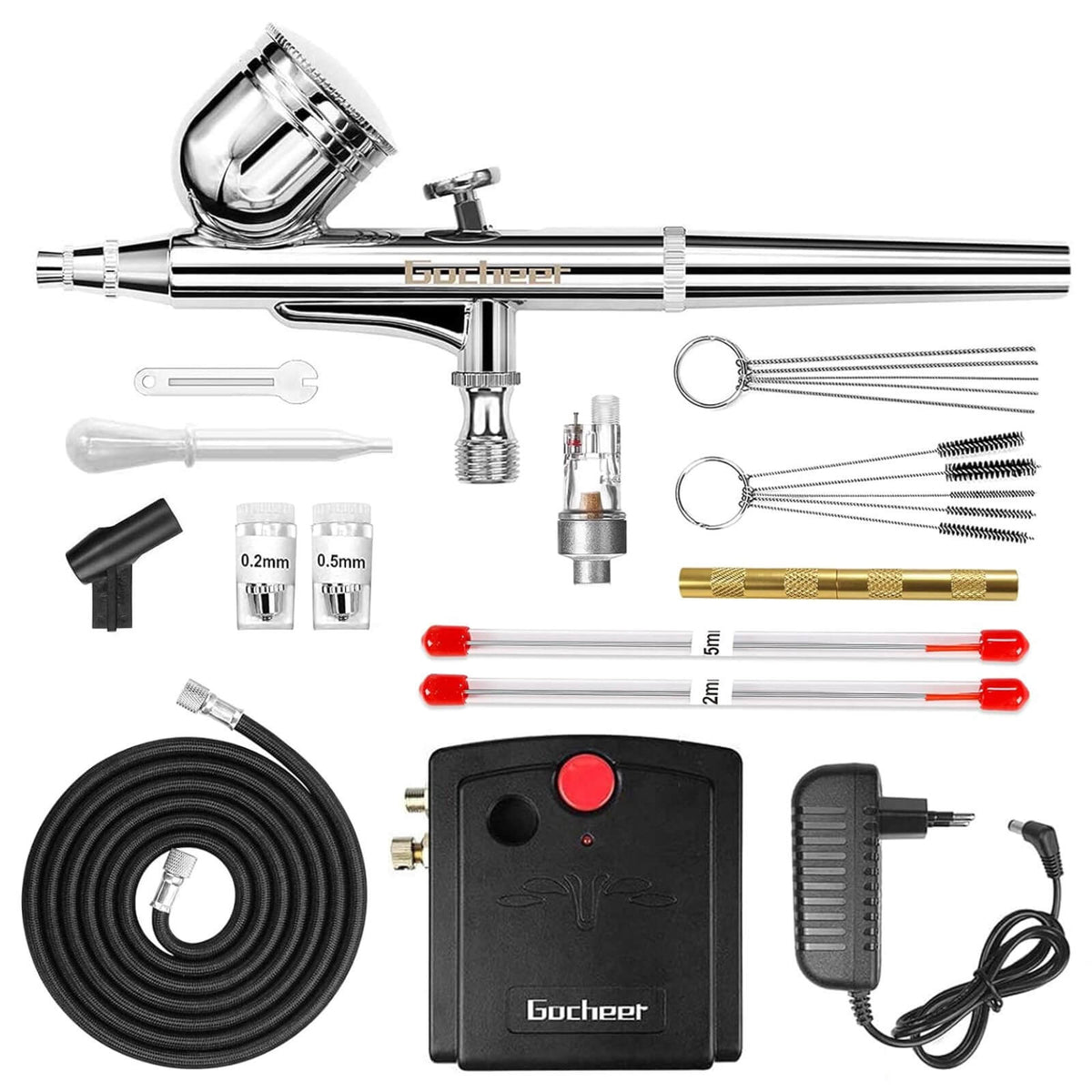 Gocheer Kit Mini Compresor Aerograf 0.3 mm Airbrush