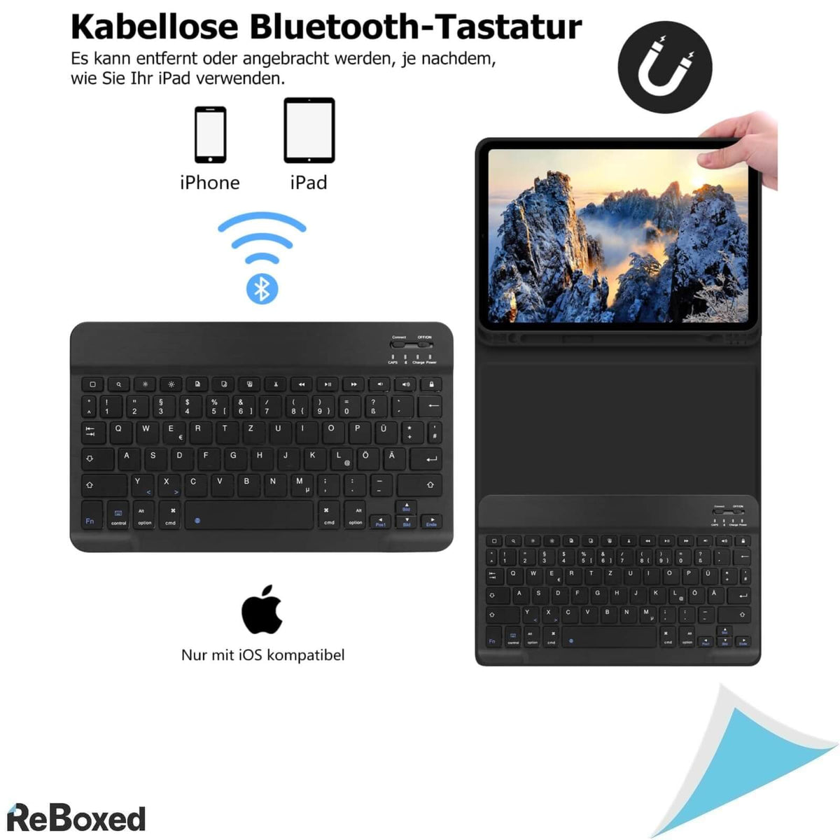 Goojodoq Husa cu Tastatura iPad Air 4th/5th Gen 10.9 Inch Qwertz Negru
