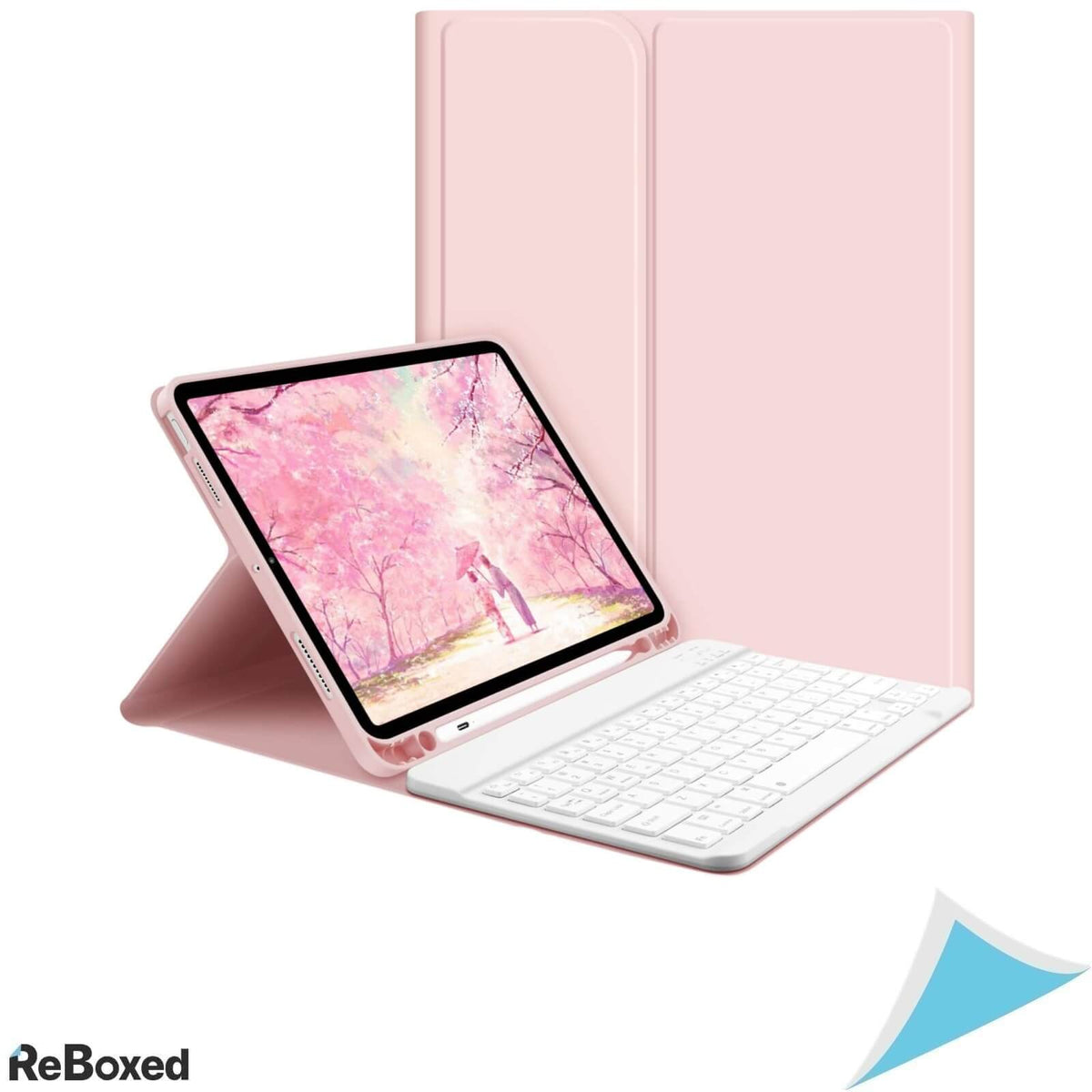 Goojodoq Husa cu Tastatura iPad Air 4th Gen 2020 10.9 Inch QWERTZ Roz