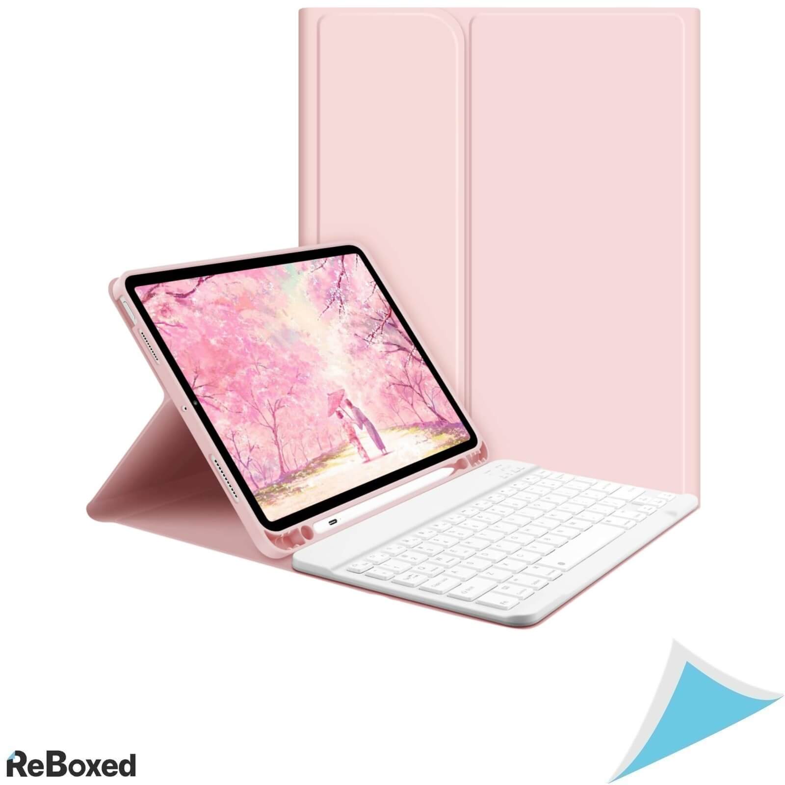 Goojodoq Husa cu Tastatura iPad Air 4th Gen 2020 10.9 Inch QWERTZ Roz