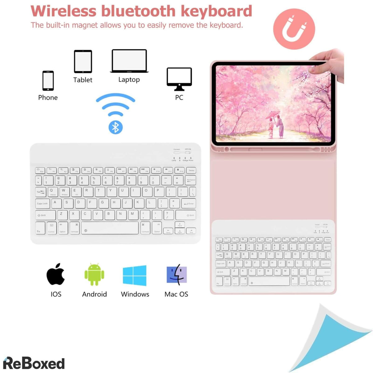 Goojodoq Husa cu Tastatura iPad Air 4th Gen 2020 10.9 Inch QWERTZ Roz