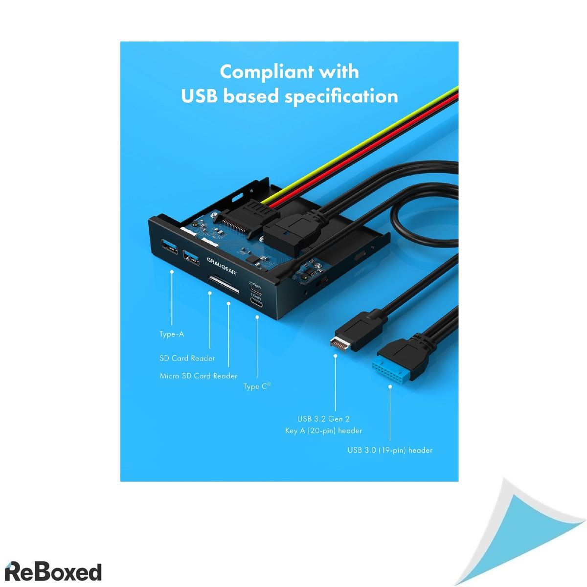 GRAUGEAR G-MP01CR – Panou Frontal 3.5 inch cu Hub USB-C 10Gbps &amp; 5Gbps, 2x USB 3.0 si Cititor Carduri SD/microSD