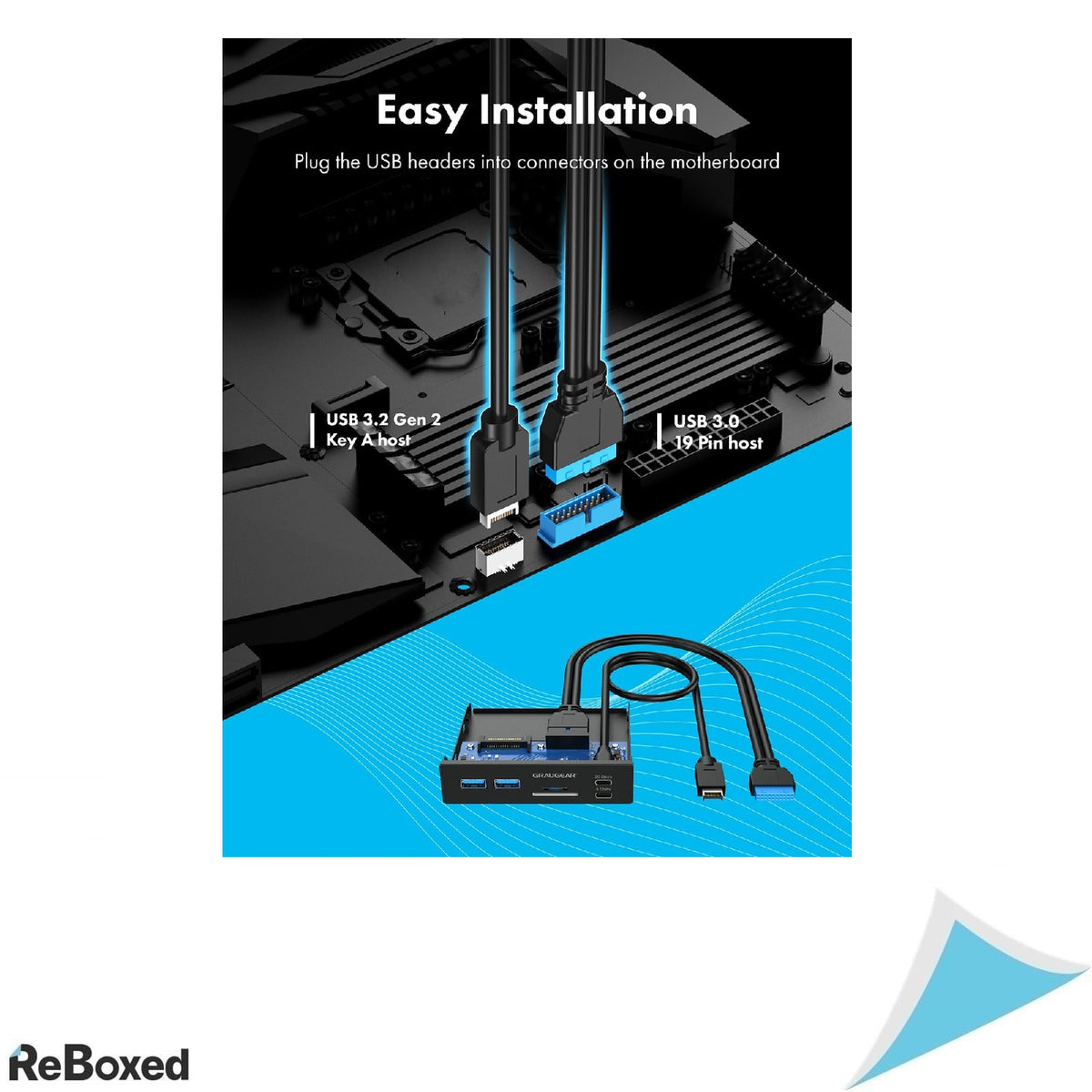 GRAUGEAR G-MP01CR – Panou Frontal 3.5 inch cu Hub USB-C 10Gbps &amp; 5Gbps, 2x USB 3.0 si Cititor Carduri SD/microSD
