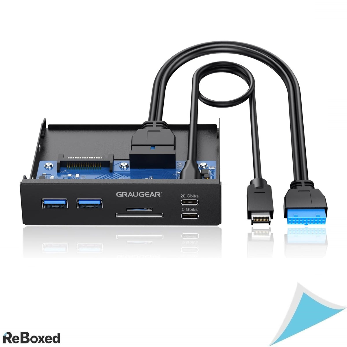 GRAUGEAR G-MP01CR – Panou Frontal 3.5 inch cu Hub USB-C 10Gbps &amp; 5Gbps, 2x USB 3.0 si Cititor Carduri SD/microSD