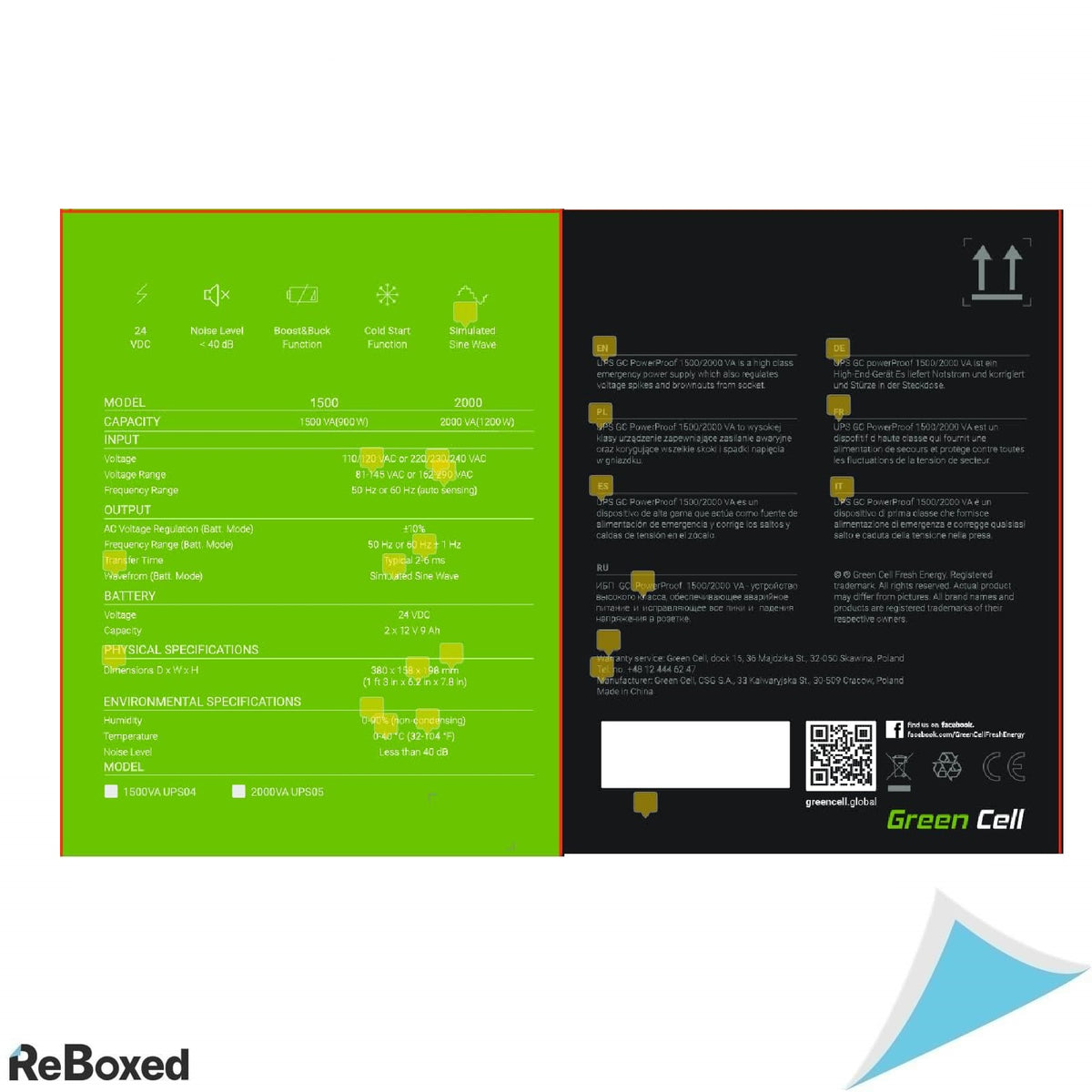 Green Cell UPS 2000VA 1200W 230V Sursa Alimentare Neintruptibila Line-Interactive AVR