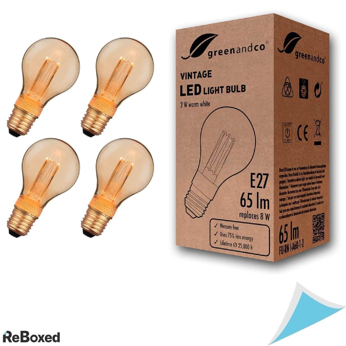 Greenandco Set 4 Becuri LED Vintage E27 A60 Edinson