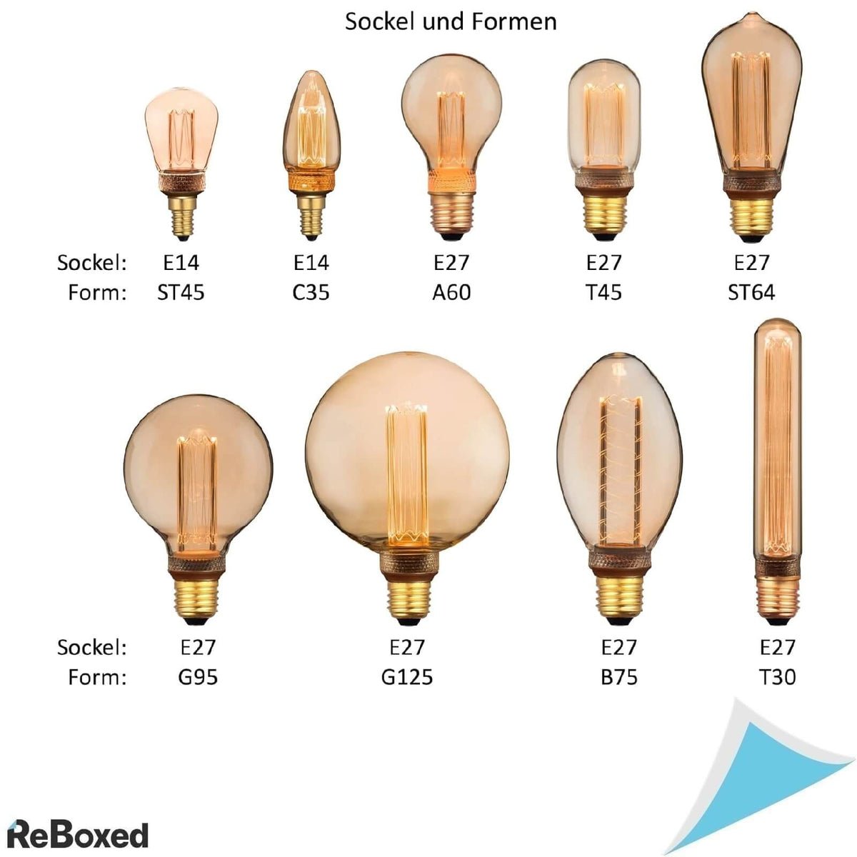 Greenandco Set 4 Becuri LED Vintage E27 G95