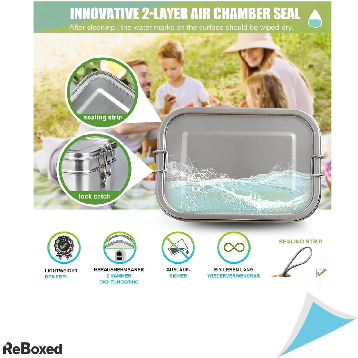 Greentainer Caserola 1200ml Compartimentabila Otel si Mini Cutie