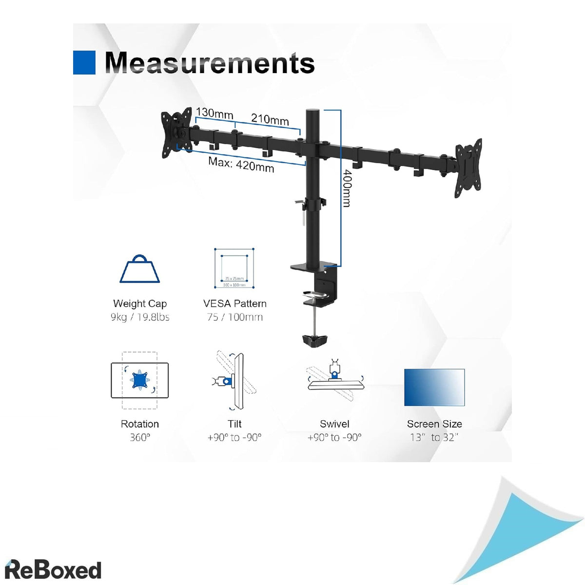 GRIFEMA Brat Dual Reglabil pentru Monitoare 13-32 inch