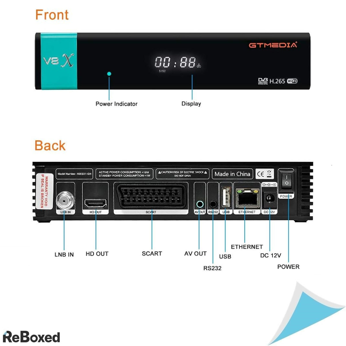 GTMEDIA V8X Receptor Satelit Digital DVB-S/S2/S2X cu WiFi Integrat, Full HD 1080p, SCART, HDMI, IPTV, YouTube, Gniazdo CA – Model Actualizat V8 NOVA