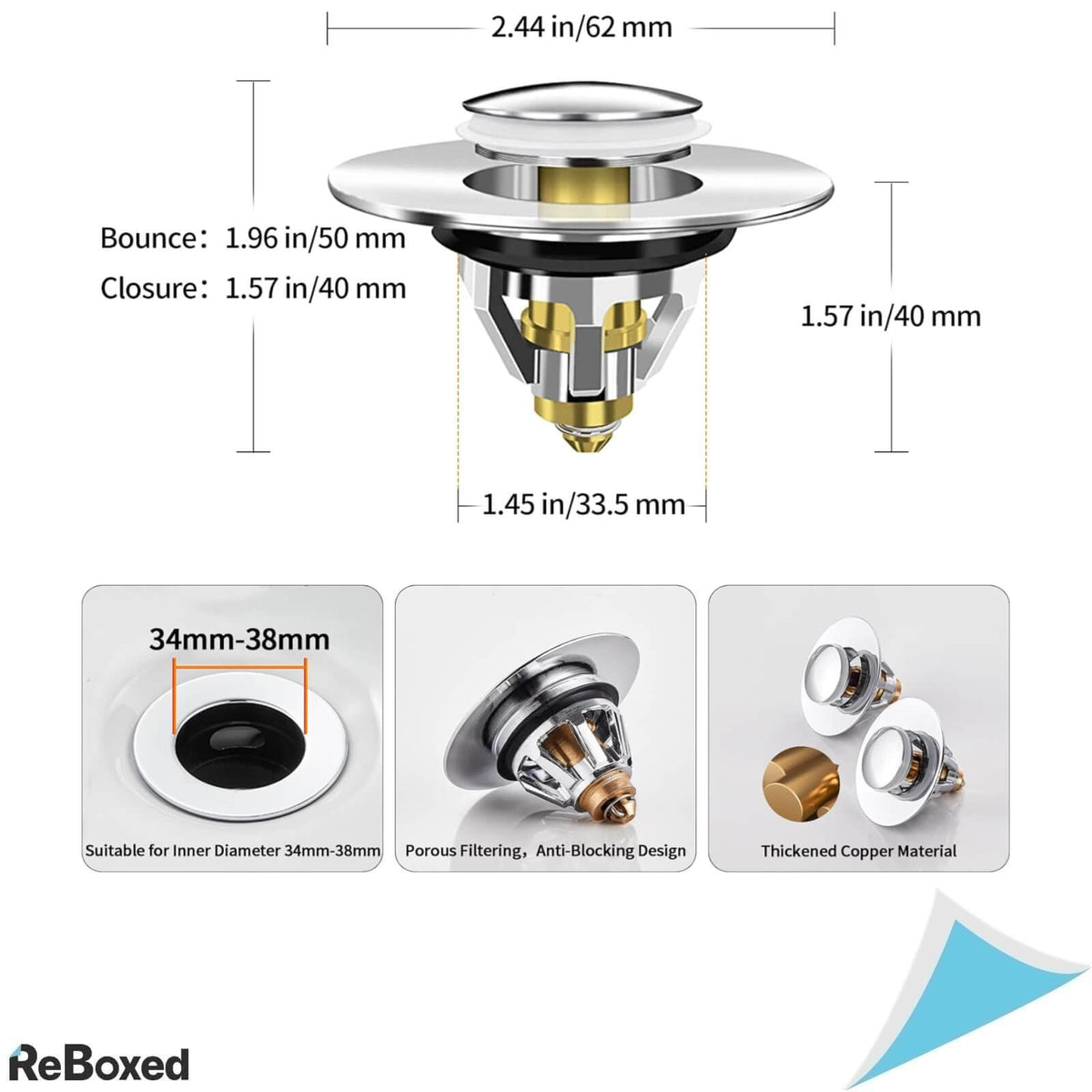 Happup Dop pentru Scurgere de Chiuveta sau Vana 34-38mm
