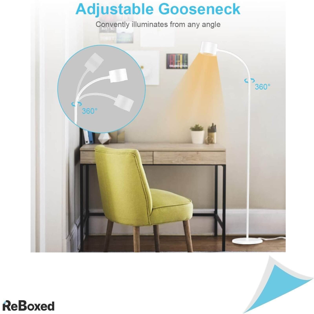 Henzin Lampa LED de Podea 12W 800 Lumeni cu Gat Flexibil Alb