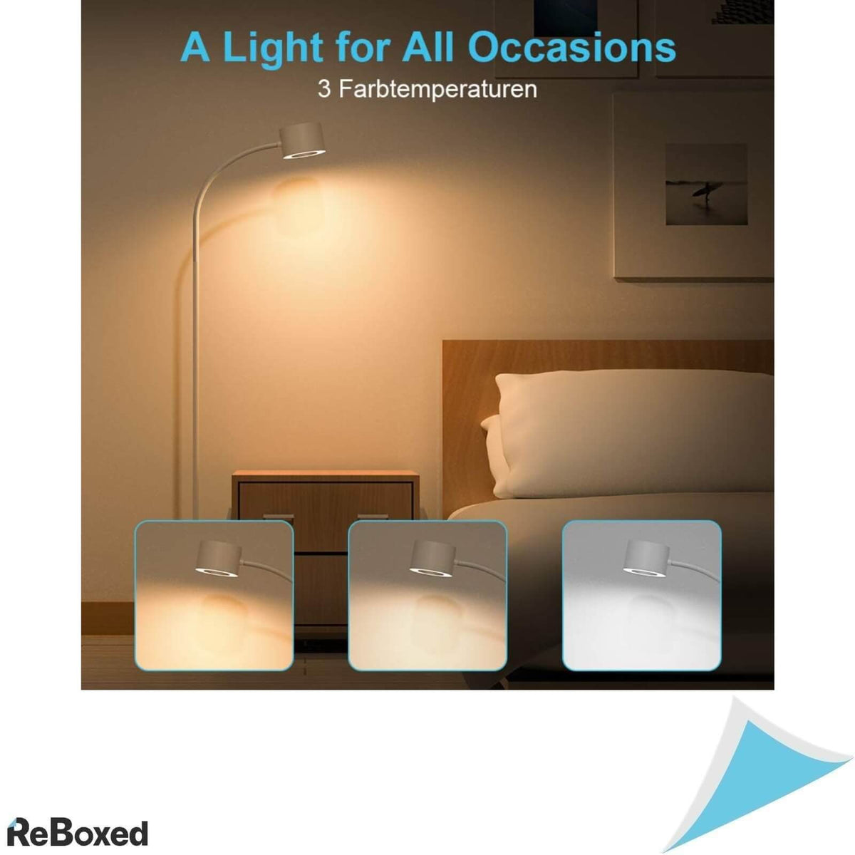 Henzin Lampa LED de Podea 12W 800 Lumeni cu Gat Flexibil Alb