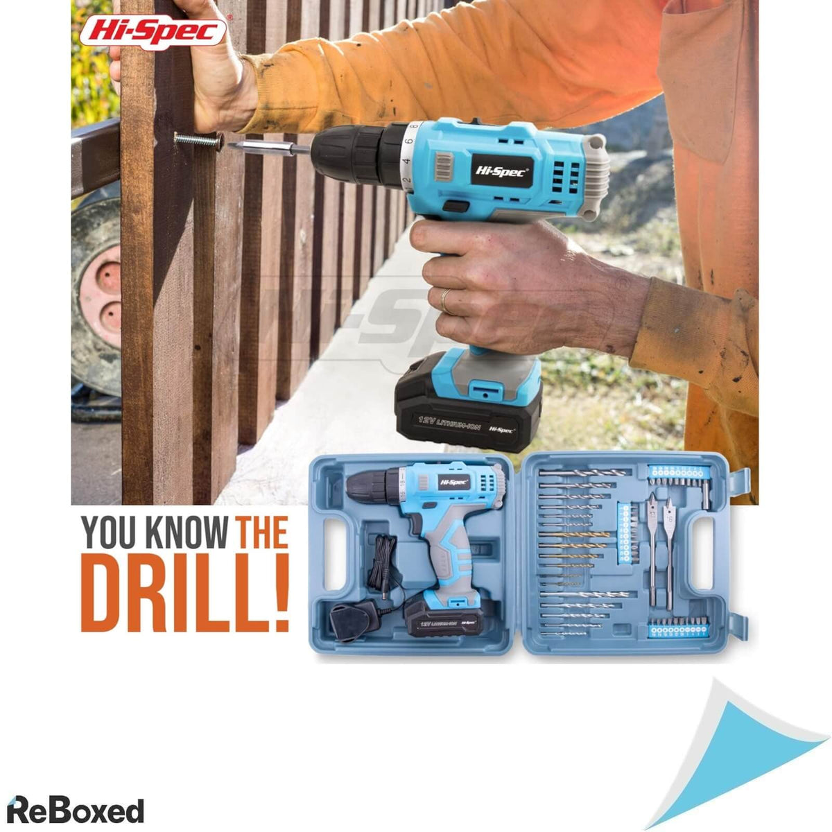 Hi-Spec Trusa de Scule cu Masina de Gaurit si Insurubat 12V 50 Piese