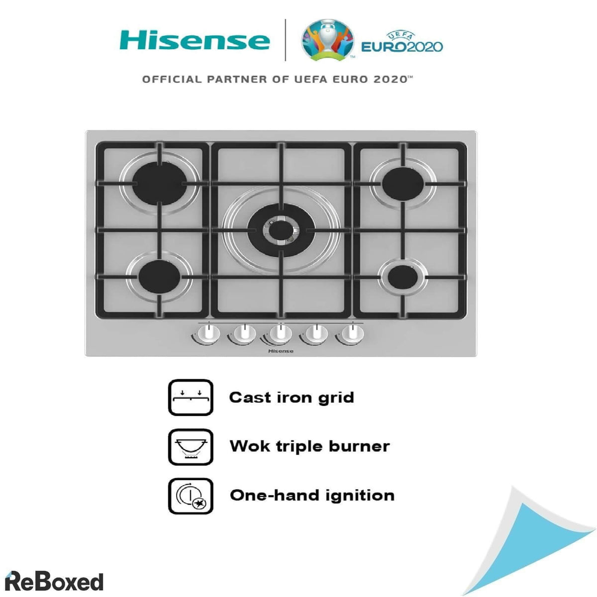 Hisense GM773XF Plita Gaz Incorporabila 70cm 5 Arzatoare WOK Inox