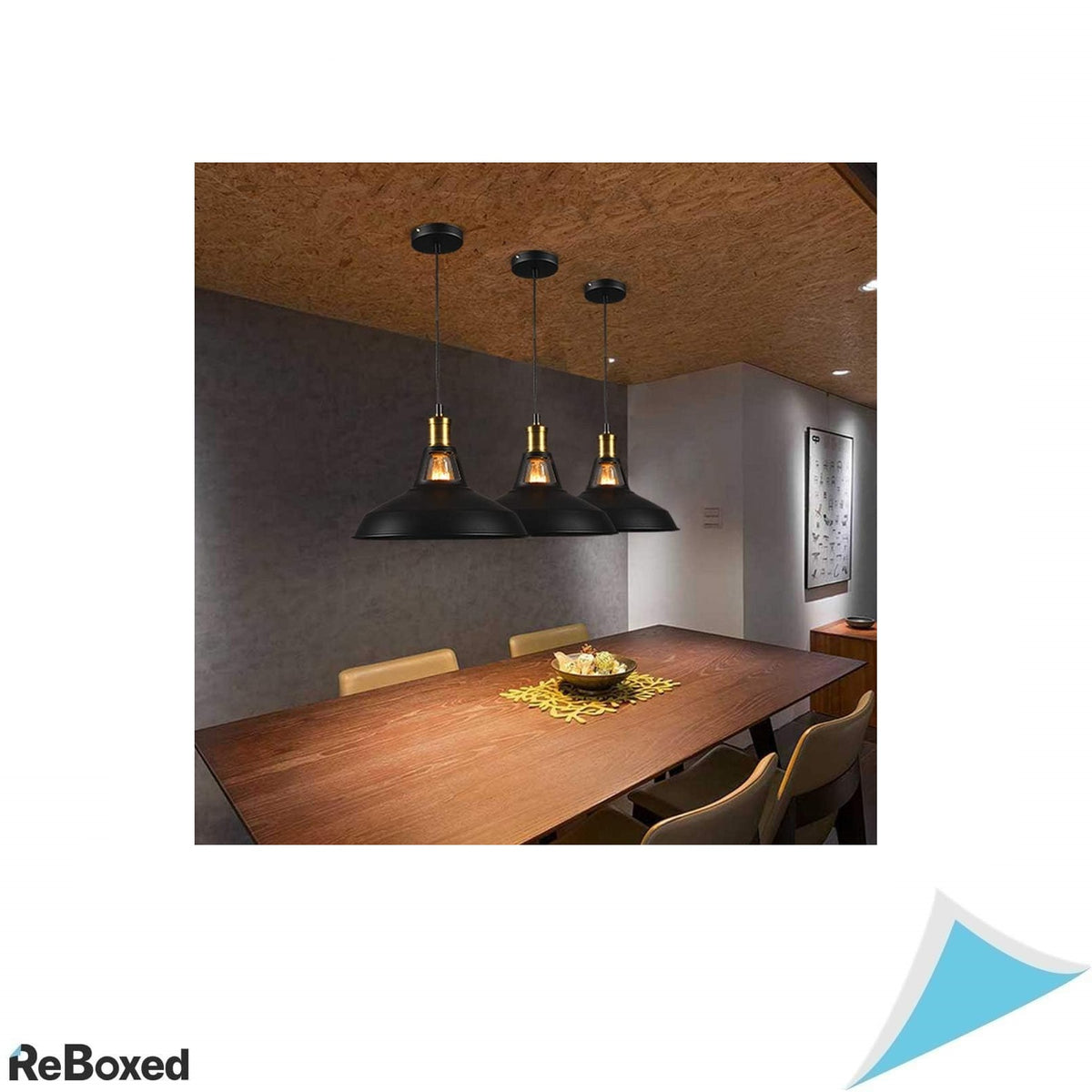 Home-Neat Set 3 Lustre Pendente Industriale cu diametru 27 cm cu Cablu Reglabil