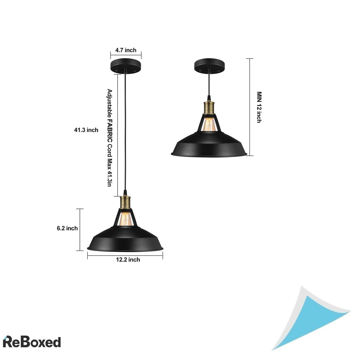 Home-Neat Set 3 Lustre Pendente Industriale cu diametru 27 cm cu Cablu Reglabil