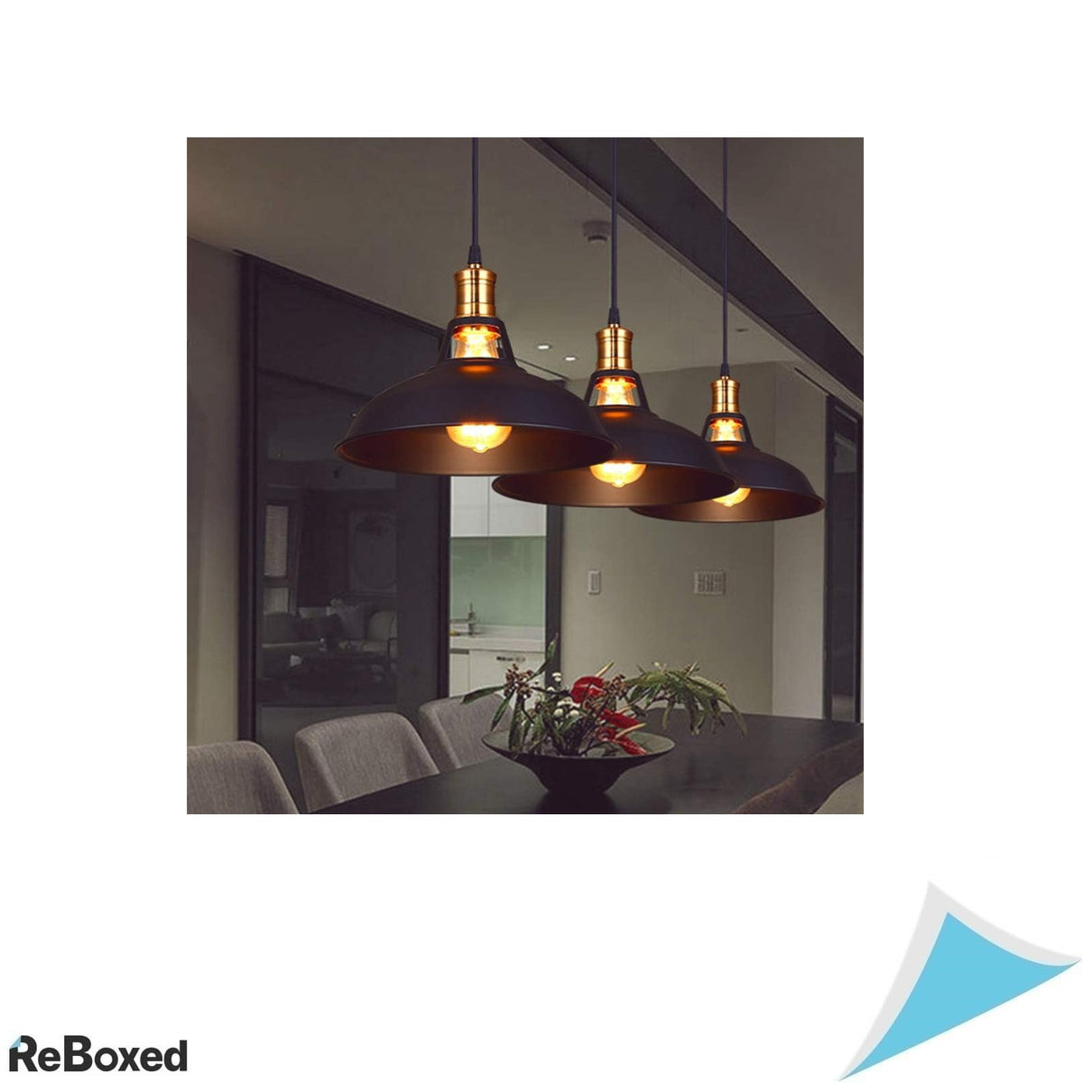 Home-Neat Set 3 Lustre Pendente Industriale cu diametru 27 cm cu Cablu Reglabil