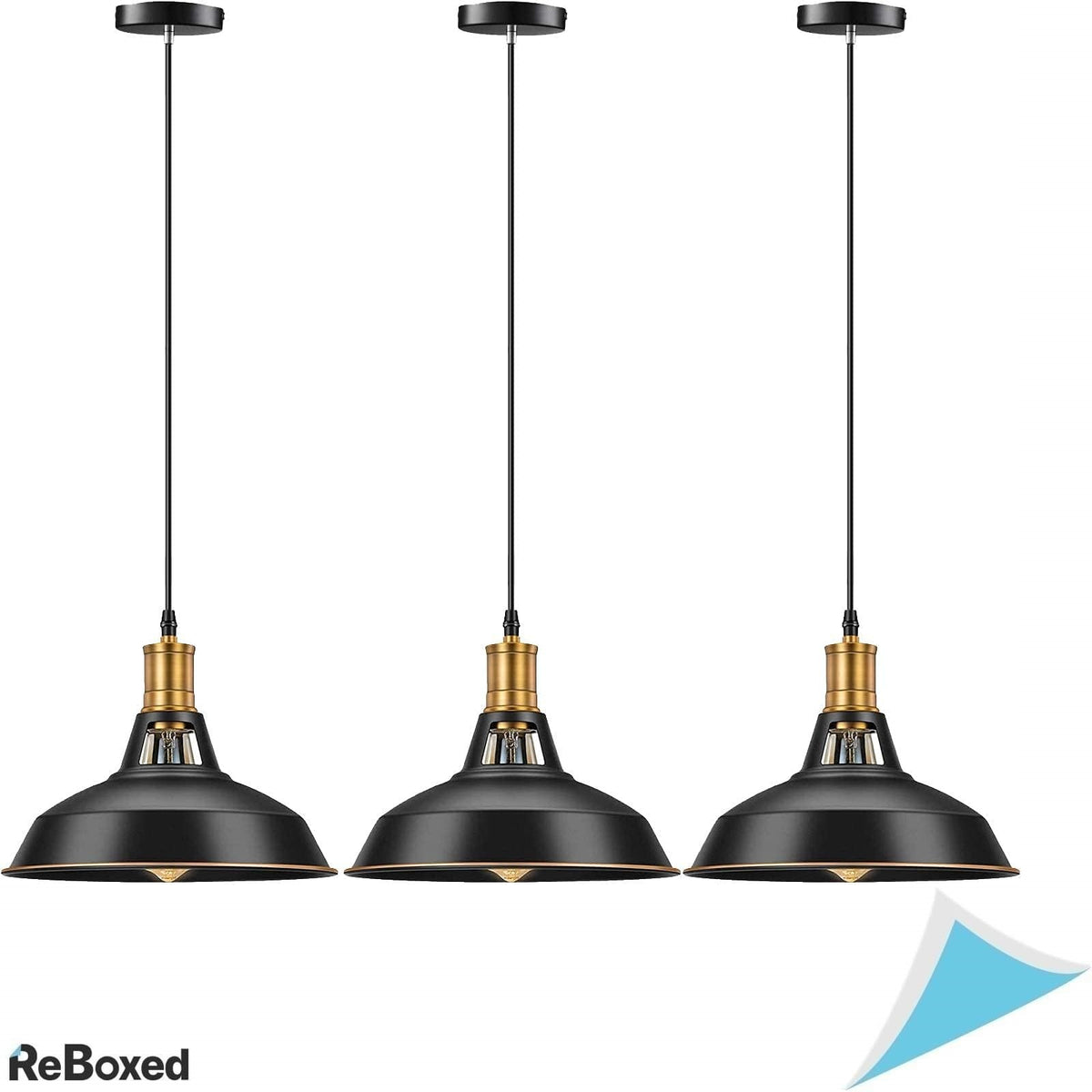 Home-Neat Set 3 Lustre Pendente Industriale cu diametru 27 cm cu Cablu Reglabil