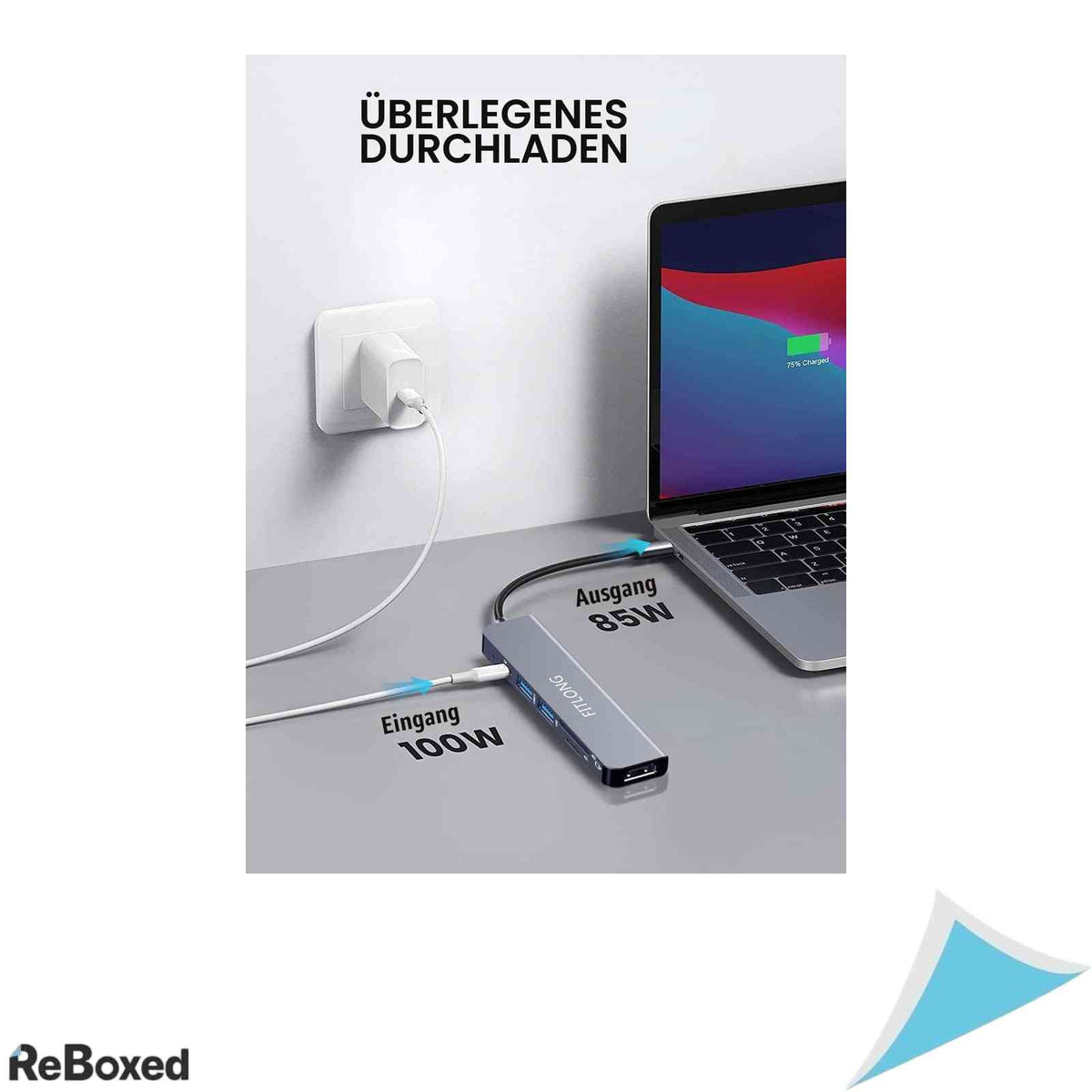 Hub USB-C 6 in 1 FITLONG, Adapter 4K HDMI, Cititor Carduri SD/TF, USB 3.0
