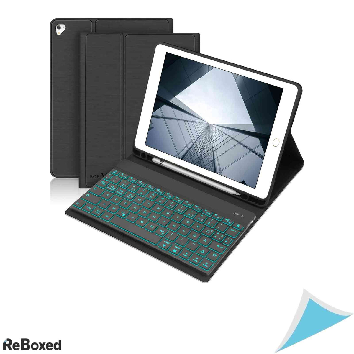 Husa cu Tastatura Bluetooth Iluminata RGB BORIYUAN iPad 9.7 Negru