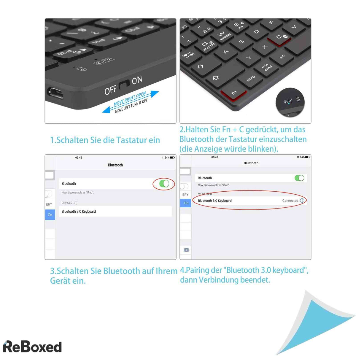 Husa cu Tastatura Bluetooth Iluminata RGB BORIYUAN iPad 9.7 Negru