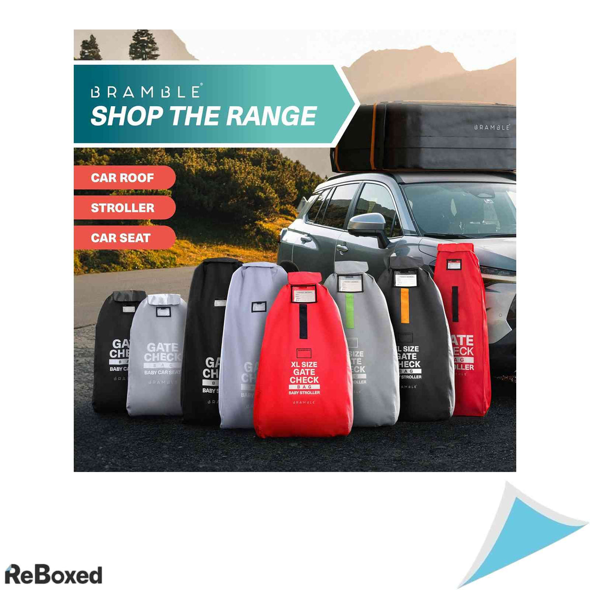 Husa impermeabila de protectie Bramble pentru scaun auto copii si carucior, calatorie avion, Gri, 85 cm