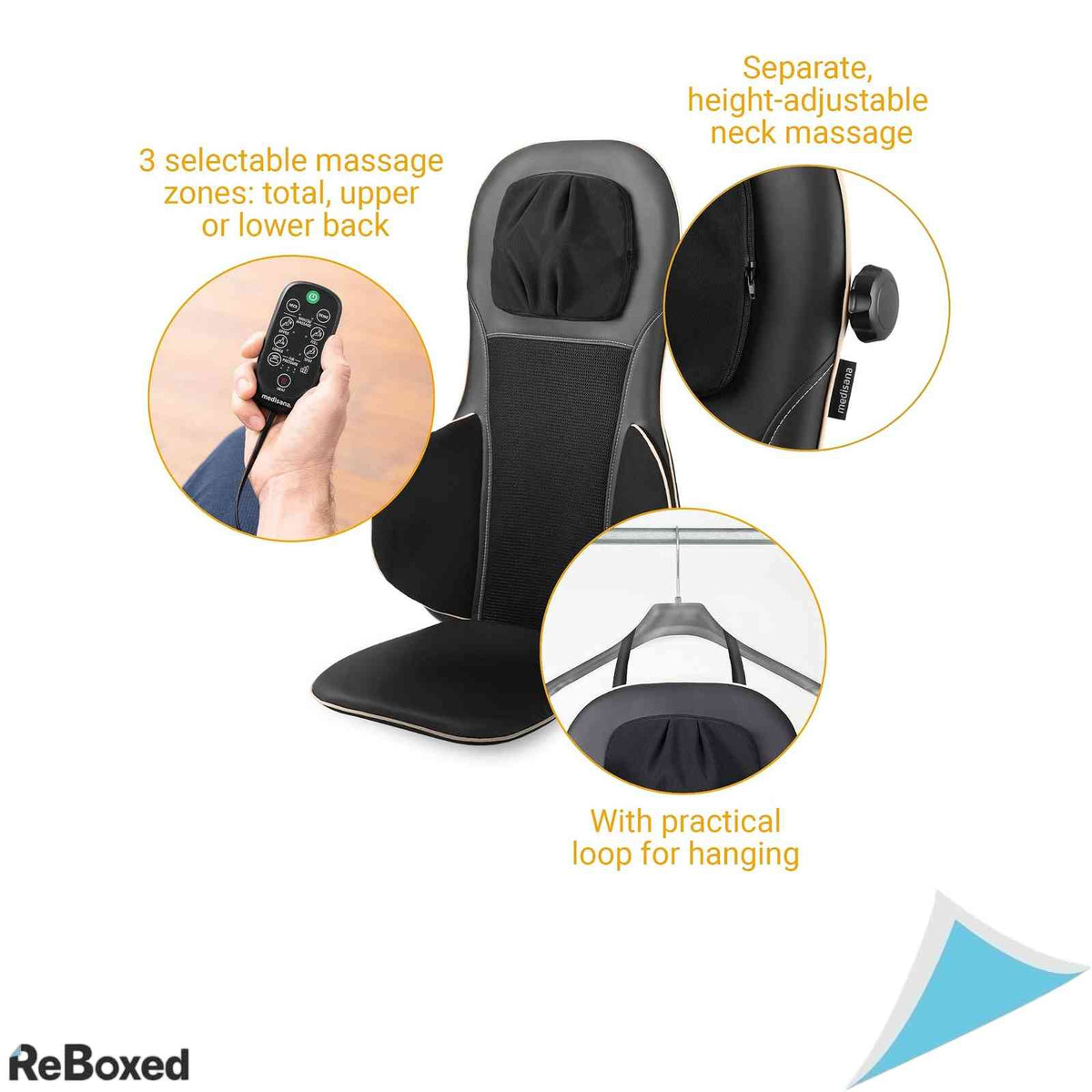 Husa de Masaj Shiatsu Medisana MC 825 cu Presopunctura Masaj Ceafa si Spate Functie Incalzire si Lumina Rosie Telecomanda Negru