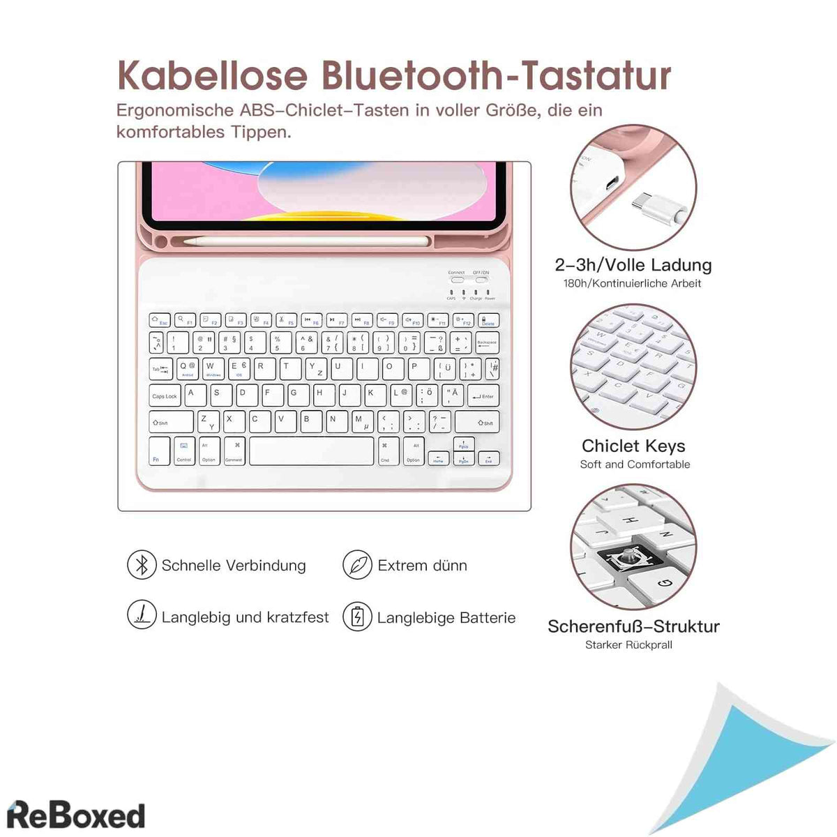 Husa cu Tastatura Bluetooth Laetass pentru iPad 10 Generatia 10.9" (2022)