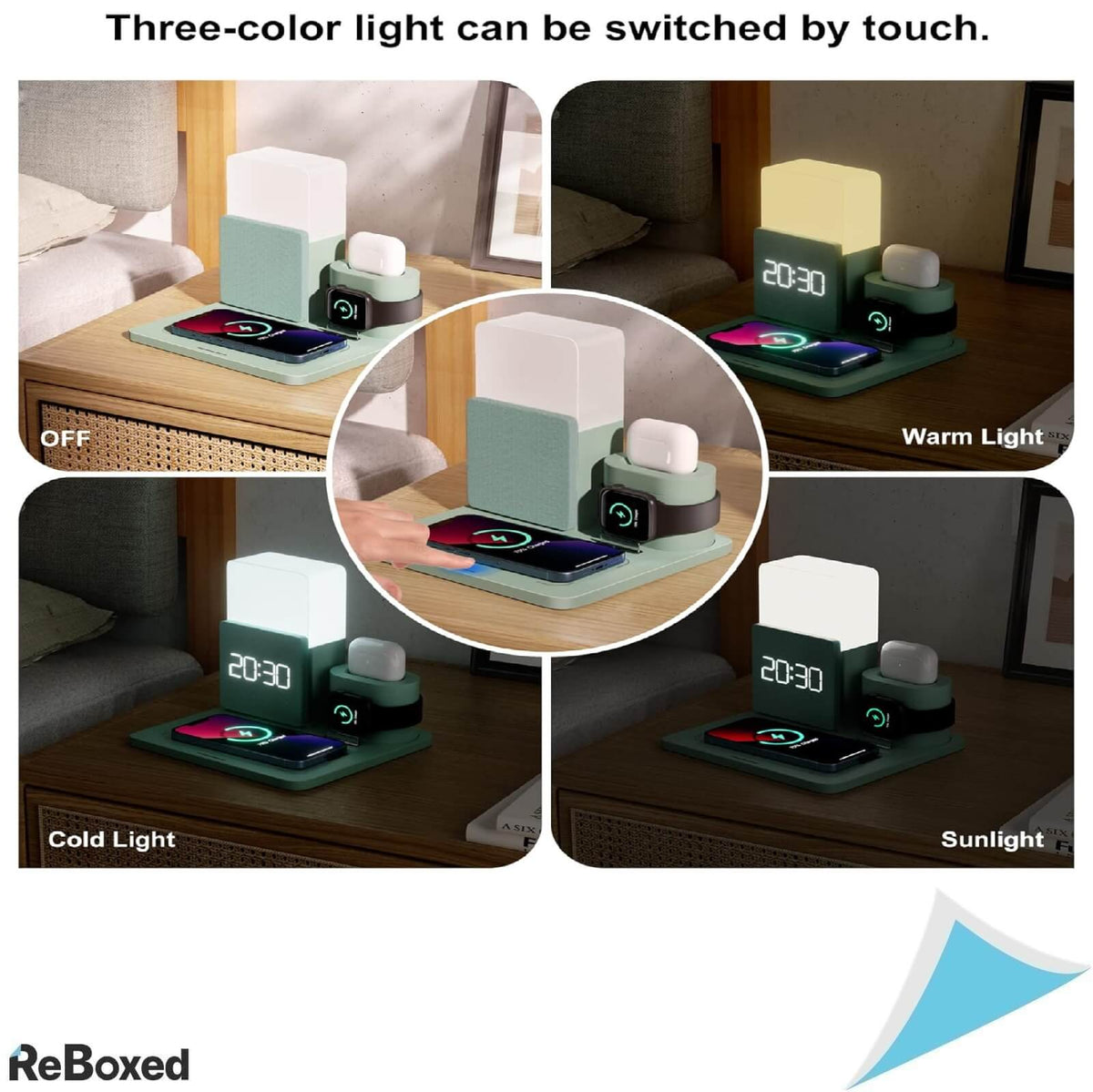 IcareSpace Statie de Incarcare 6-in-1 Wireless Ceas Alarma 10W QI
