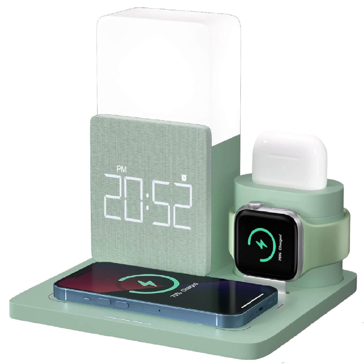 IcareSpace Statie de Incarcare 6-in-1 Wireless Ceas Alarma 10W QI