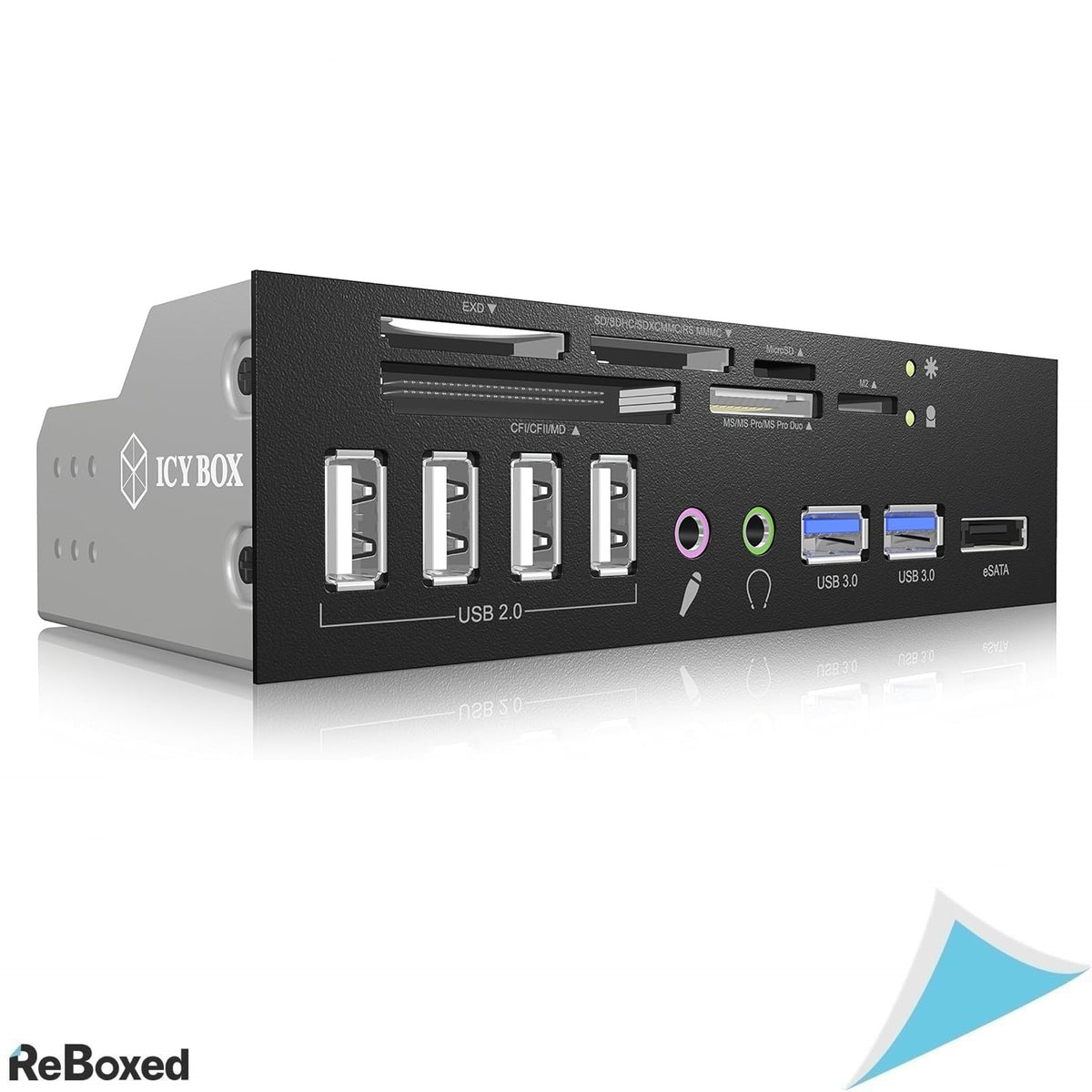 Icy Box IB-863a-B Cititor Multi Card + Panou Frontal cu Porturi USB si Audio, 5.25&quot;, Negru