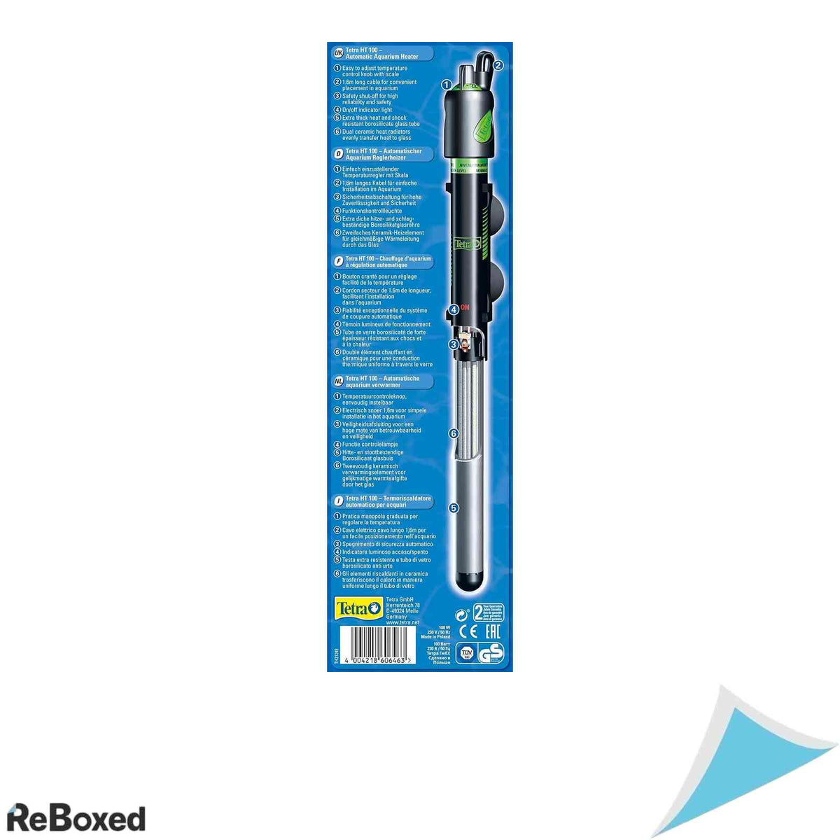Incalzitor Acvariu cu Termostat Tetra HT 100W pentru Acvarii 100-150L Sticla Borosilicata Submersibil Cablu 1.6m