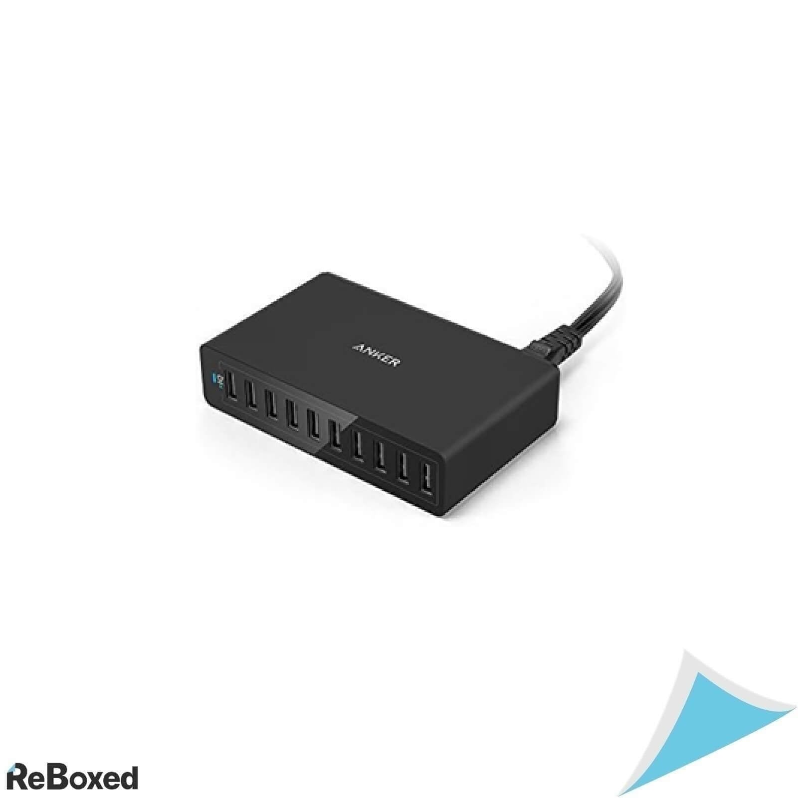 Incarcator Retea USB Anker PowerPort 10, 60W, 10 Porturi USB, PowerIQ si VoltageBoost, Negru
