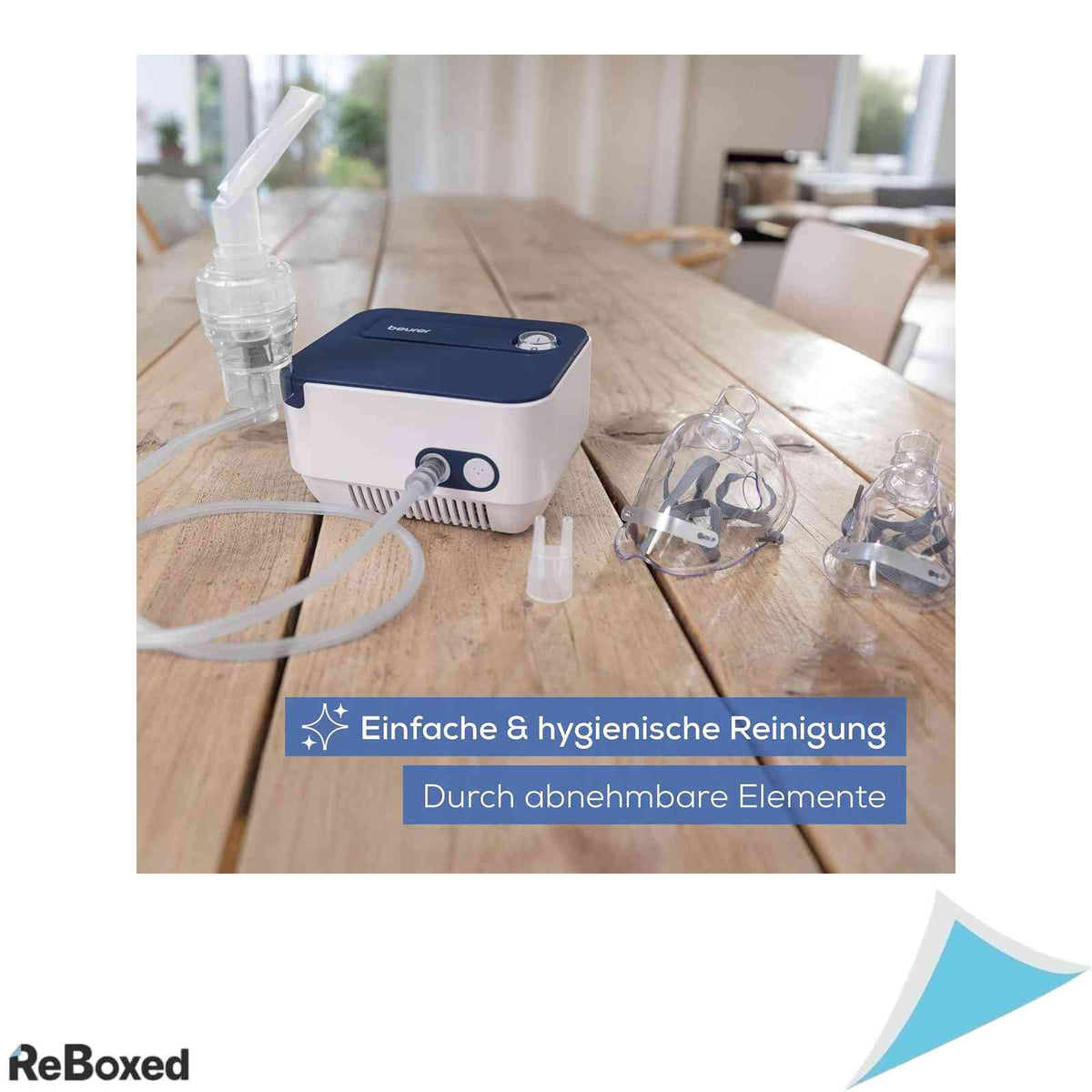 Inhalator si Nebulizator de Aer Comprimat Beurer IH 16 pentru Copii si Adulti Tratament Cãi Respiratorii Masca Adulti si Copii Inclusa Compact Alb Albastru