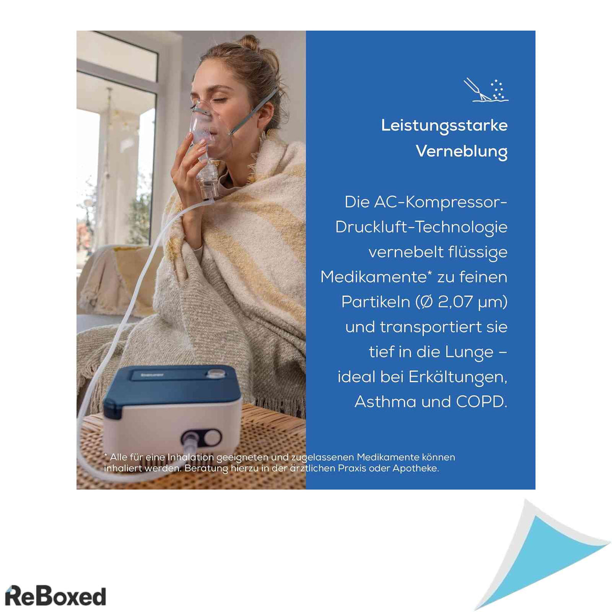 Inhalator si Nebulizator de Aer Comprimat Beurer IH 16 pentru Copii si Adulti Tratament Cãi Respiratorii Masca Adulti si Copii Inclusa Compact Alb Albastru