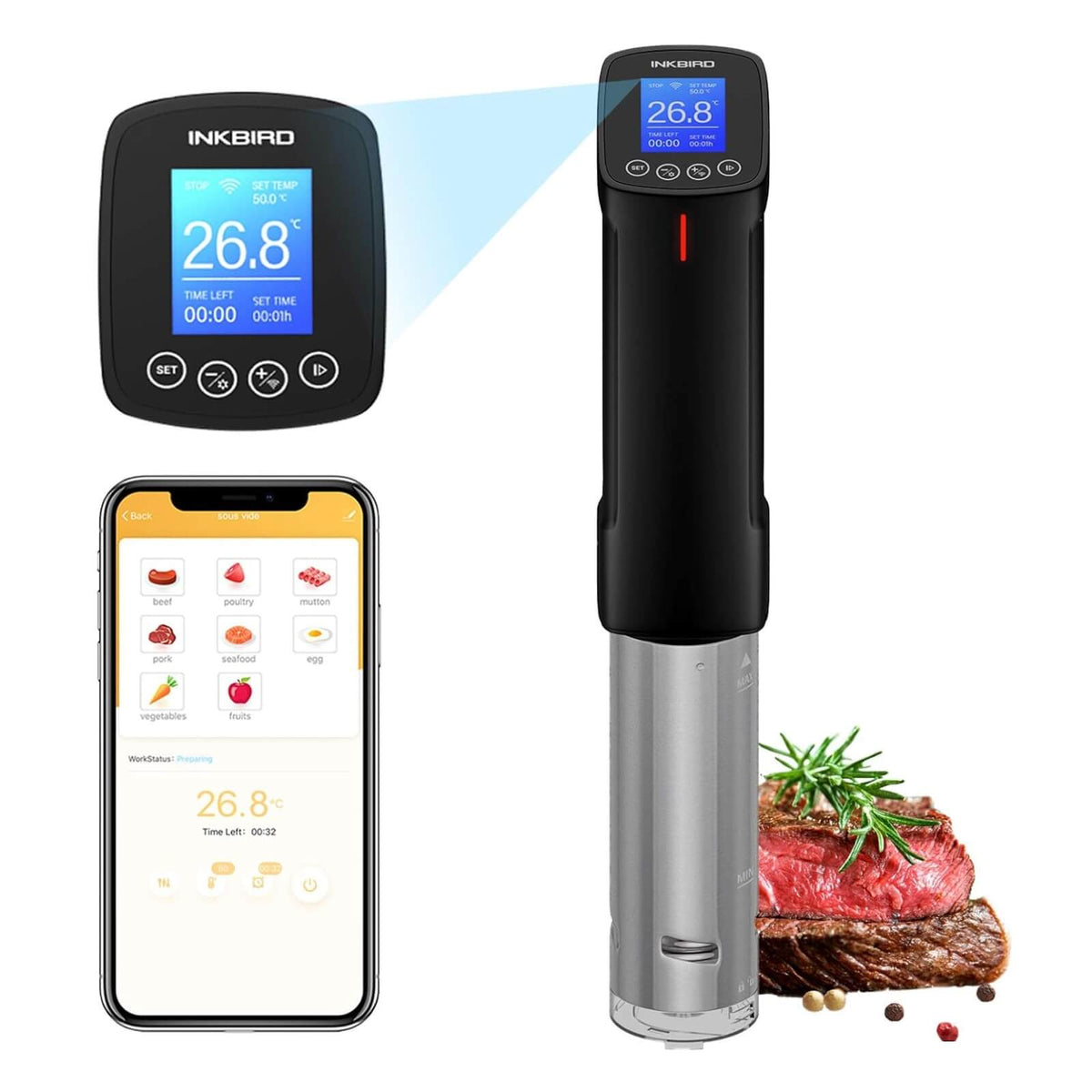 InkBird ISV Aparat de Gatit Sous Vide 1000W Wi-Fi Smart