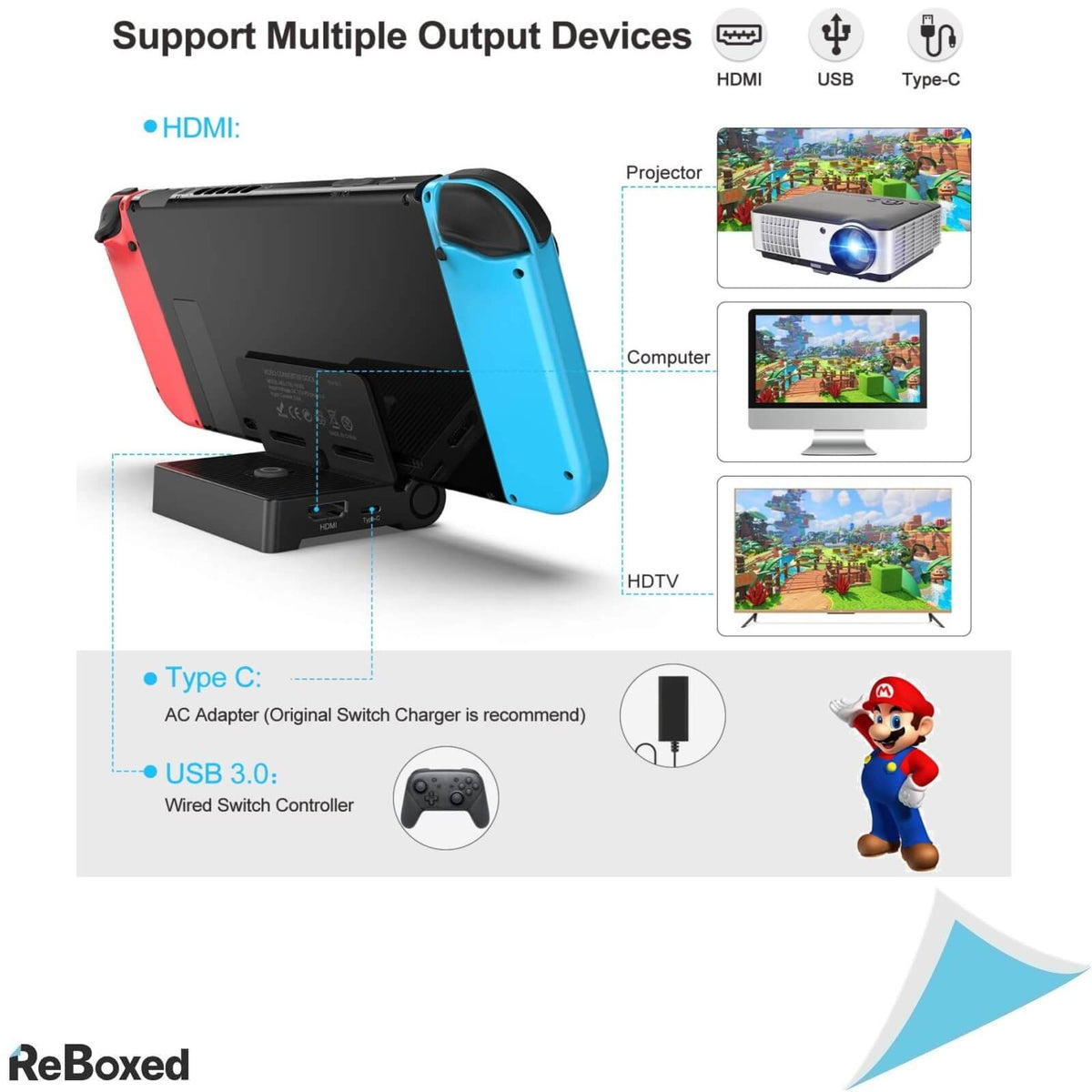 innoAura Dock Charger Switch TV HDMI USB-C USB 3.0
